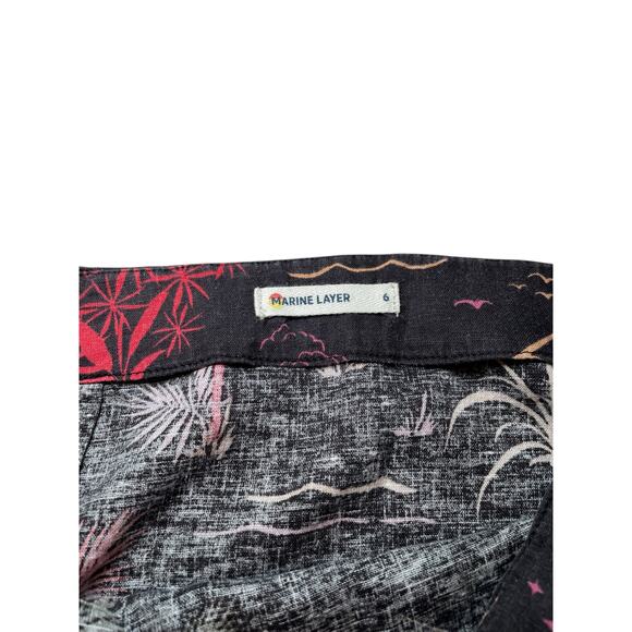 Marine‎ Layer Women 6 Ryan Midi Slip Skirt Boho Black Tropical Flower Side Slits - Picture 5 of 9